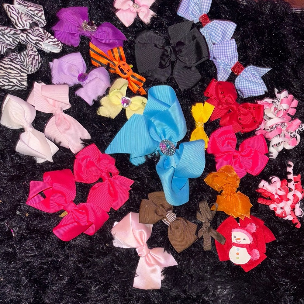 Lot Bundle Baby or Girls Bows Hair Accessories Ribbons Sets Zebra Pink Red Xmas